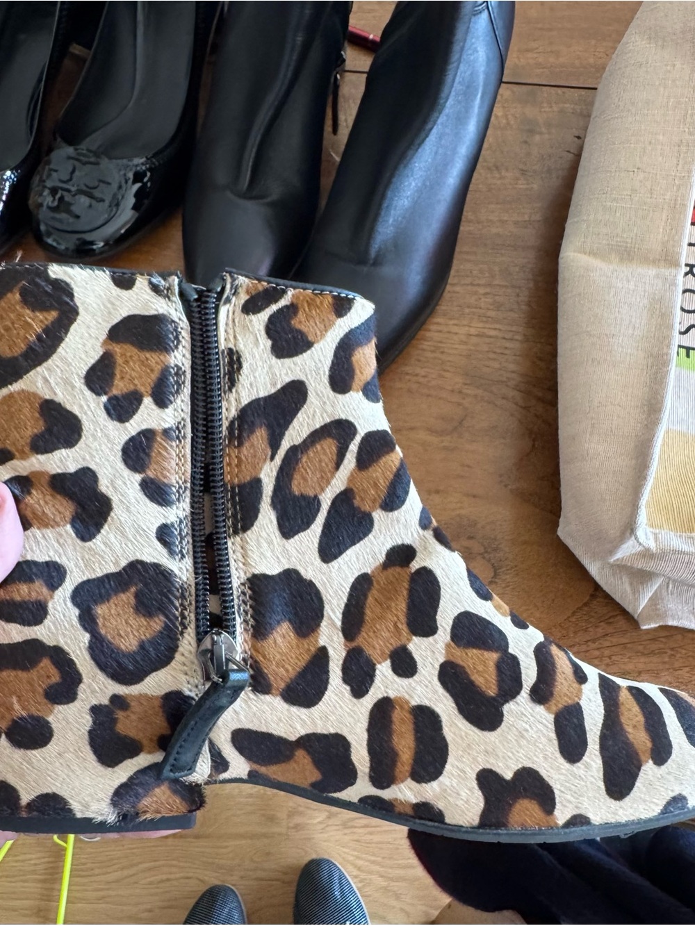 Aquatalia Leopard Print calf Ankle Boots - Brown/Black Sz 6.5